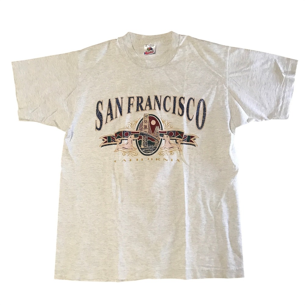 Vintage Fruit of the Loom San Francisco California Graphic Tee Grey Medium USA